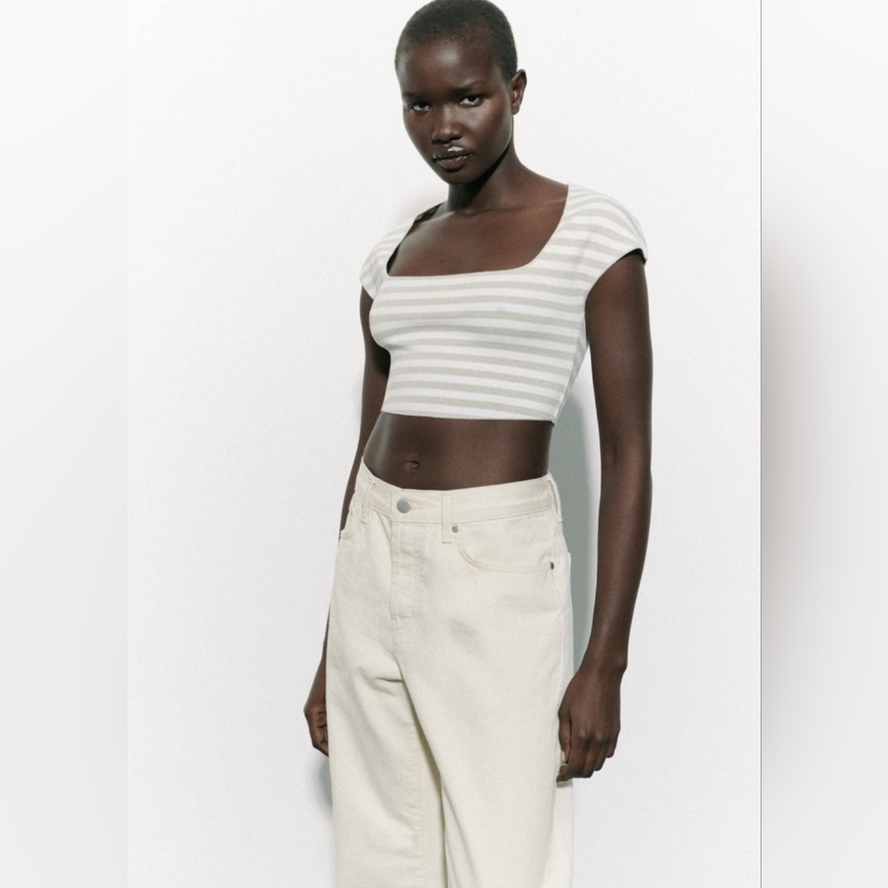 NWT ZARA Novelty Stretch Knit Top